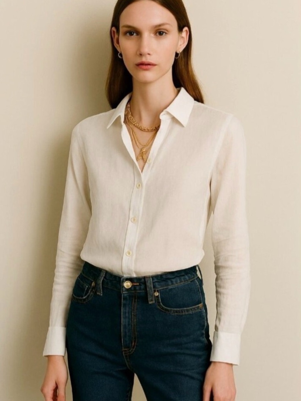J. Crew x Baird McNutt Crisp White Irish Linen Slim Button-Down Shirt size 8
